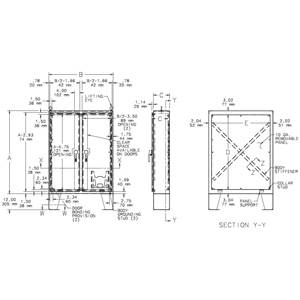 62.06 x 48.06 x 18.06, Hoffman A62H4818SSLP3PT Floor Mount Enclosure, NEMA 3/3R/4/4X/12/13/IP66, 304 Stainless Steel, 2-Door