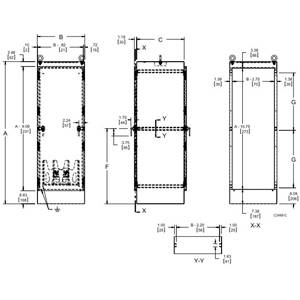 72.06 x 36.06 x 24.06, Hoffman A723624FSDAG Freestanding Enclosure, NEMA 12/IP55, 12 Gauge Steel, 1-Door