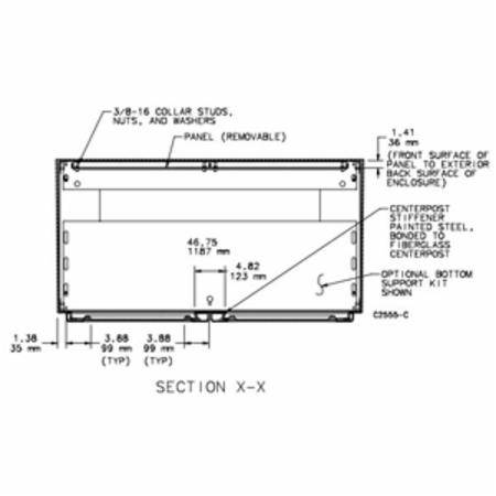 72 x 49 x 24.5, Hoffman A724925FGFS3PT Freestanding Enclosure, NEMA 3/3R/4/4X/12/13/IP66, Fiberglass, 2-Door