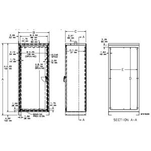 72.06 x 37.06 x 24.06, Hoffman A72H3724FS3PT Freestanding Enclosure, NEMA 3/4/12/13/IP66, 12 Gauge Steel, 1-Door