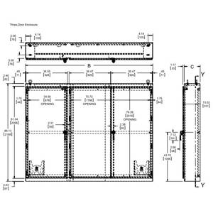 86.12 x 112 x 14.12, Hoffman A86M3EG Freestanding Enclosure, NEMA 12/IP55, 12 Gauge Steel, Multi-Door