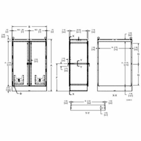 90.06 x 72.06 x 24.06, Hoffman A907224FSDADG Freestanding Enclosure, NEMA 12/IP55, 12 Gauge Steel, 2-Door