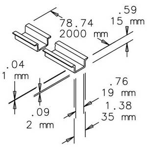 78.74" x 1.38" x 0.59", Pentair ACENR1 DIN Mounting Rail