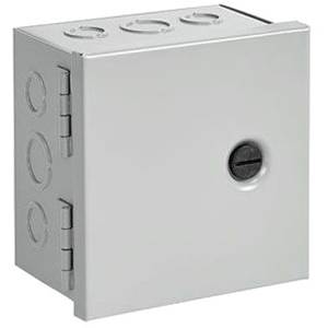 10 x 8 x 4, Hoffman AHE10X8X4 Hinged Cover Cut-Out Box, NEMA 1, IP30, Steel, 16/14 Gauge, Unflanged, ,1-Door