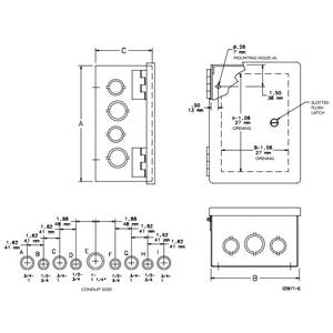 36 x 24 x 8, Hoffman AHE36X24X8 Hinged Cover Cut-Out Box, NEMA 1, IP30, Steel, 16/14 Gauge