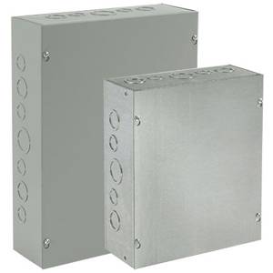 12 x 8 x 4, Hoffman ASE12X8X4NK Screw Cover Pull Box, NEMA 1, IP30, Steel, 16/14/12 Gauge