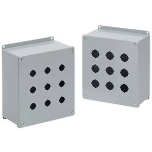 30.5 MM, 4-Hole, Hoffman E4PBX Pushbutton Enclosure, Extra Deep, NEMA 12/13, IP65, 14 Gauge Steel