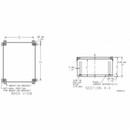 24.61 x 24.09, Hoffman UU606030W ULTRX™ Wall Mount Enclosure, NEMA 3/3R/4/4X/12/13/IP66, Compression Molded Fiberglass, 1-Door, Hinged
