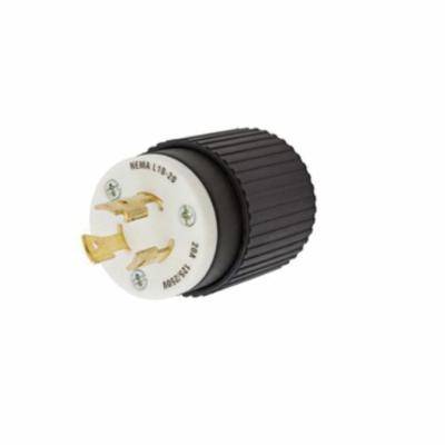Wiring Device-Kellems HBL2361 1-Phase Non-Grounding Standard Cord Mount Locking Plug, 125/250 VAC, 20 A, 3 Poles, 3 Wires, Black/White