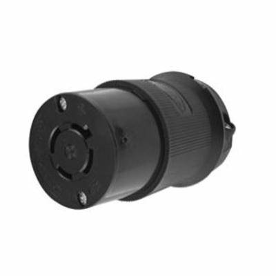 Wiring Device-Kellems HBL2413BK Heavy Duty Female Grounding Insulated Standard Cord Mount Locking Connector, 125/250 VAC, 20 A, 3 Poles, 4 Wires, Black