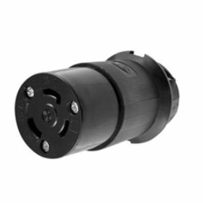 Hubbell® Twist-Lock® Insulgrip® HBL2613BK Grounding Connector, 125 VAC, 30 A, 2 Poles, 3 Wires, Black