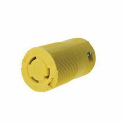 Wiring Device-Kellems HBL2613VY Heavy Duty Isolated Grounding Standard Sized Cord Mount Female Connector, 125 VAC, 30 A, 2 Poles, 3 Wires, Yellow