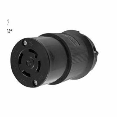 Hubbell® Twist-Lock® Insulgrip® HBL2713BK Grounding Connector, 125/250 VAC, 30 A, 3 Poles, 4 Wires, Black