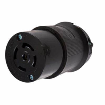 Wiring Device-Kellems Twist-Lock® Insulgrip® HBL2813BK Heavy Duty Female Grounding Insulated Standard Cord Mount Locking Connector, 120/208 VAC, 30 A, 4 Poles, 5 Wires, Black