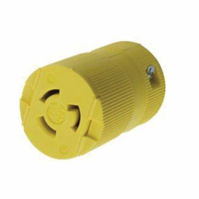 Hubbell® Twist-Lock® Valise® HBL4729VY Grounding Connector, 125 VAC, 15 A, 2 Poles, 3 Wires, Yellow