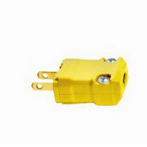 Wiring Device-Kellems Valise® HBL5865VY 1-Phase Grounding Male Portable Standard Cord Mount Straight Blade Plug, 125 VAC, 15 A, 2 Poles, 2 Wires, Yellow