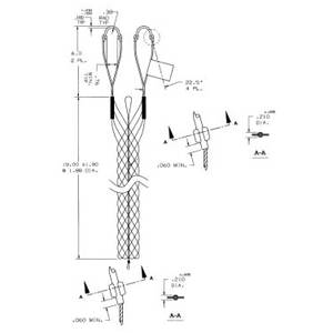 19" Mesh, Hubbell Incorporated 02202008 Cable Support Grip, 2150 Lb Breaking Strength