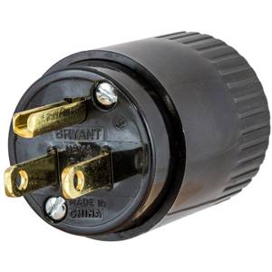 125 VAC 15 A 5-15P, Hubbell Incorporated 515P Straight Blade Plug, Black