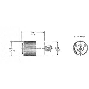 125 VAC 20 A 5-20P, Hubbell Incorporated 520SP Straight Blade Plug, Black/White