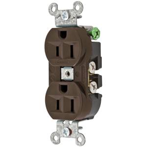 EATON Arrow Hart™ Eaton Wiring Devices 5262B Duplex Tamper/Weather-Resistant Straight Blade Receptacle, 125 VAC, 15 A, 2 Poles, 3 Wires, Brown