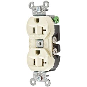 EATON Arrow Hart™ Eaton Wiring Devices 5362LA Duplex Straight Blade Receptacle, 125 VAC, 20 A, 2 Poles, 3 Wires, Light Almond