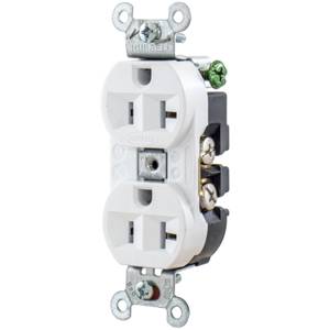 EATON Arrow Hart™ Eaton Wiring Devices 5362W Duplex Straight Blade Receptacle, 125 VAC, 20 A, 2 Poles, 3 Wires, White
