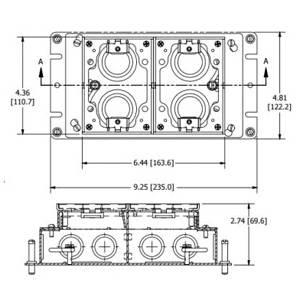2-Gang, Rectangular, Hubbell Incorporated B2422 ScrubShield® Floor Box