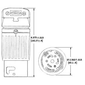 480 VAC 50 A Non-NEMA, Hubbell Incorporated CS8165C Twist-Lock®, Insulgrip® Locking Device Plug