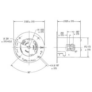 EATON Arrow Hart™ Hart-Lock® Eaton Wiring Devices CS6375 California Standard Locking Flanged Inlet, 125/250 VAC, 50 A, 3 Poles, 4 Wires, Steel
