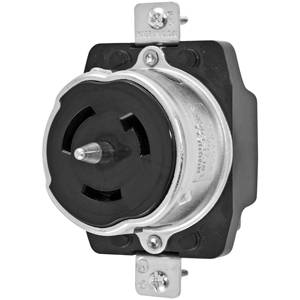 EATON CS8469 Single Locking Receptacle, 480 VAC, 50 A, 2 Poles, 3 Wires, Black