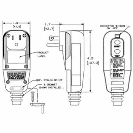 125 VAC 15 A 5-15P, Hubbell Incorporated GFP515M Circuit Guard® Straight Blade GFCI Plug, Black