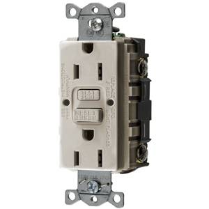 125 VAC 15 A, Hubbell Incorporated GFRST15LA Style Line®, Autoguard® Self-Test GFCI Receptacle, Light Almond