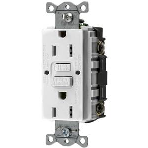 125 VAC 15 A, Hubbell Incorporated GFRST15W Style Line®, Autoguard® Self-Test GFCI Receptacle, White