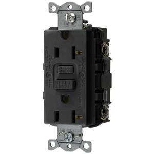 125 VAC 20 A, Hubbell Incorporated GFRST20BK Style Line®, Autoguard® Self-Test GFCI Receptacle, Black