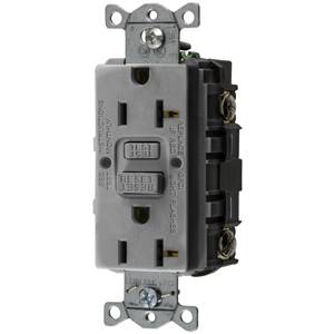 125 VAC 20 A, Hubbell Incorporated GFRST20GY Style Line®, Autoguard® Self-Test GFCI Receptacle, Gray