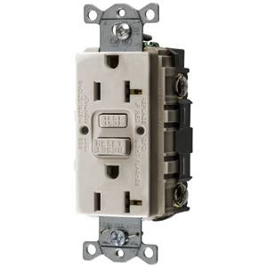 125 VAC 20 A, Hubbell Incorporated GFRST20LA Style Line®, Autoguard® Self-Test GFCI Receptacle, Light Almond