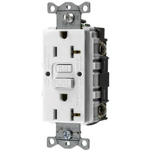 125 VAC 20 A, Hubbell Incorporated GFRST20W Style Line®, Autoguard® Self-Test GFCI Receptacle, White