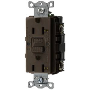 125 VAC 20 A, Hubbell Incorporated GFRST20 Style Line®, Autoguard® Self-Test GFCI Receptacle, Brown