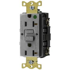 125 VAC 20 A, Hubbell Incorporated GFRST83GY Style Line®, Autoguard® Self-Test GFCI Receptacle, Gray