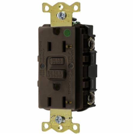 125 VAC 20 A, Hubbell Incorporated GFRST83 Style Line®, Autoguard® Self-Test GFCI Receptacle, Brown