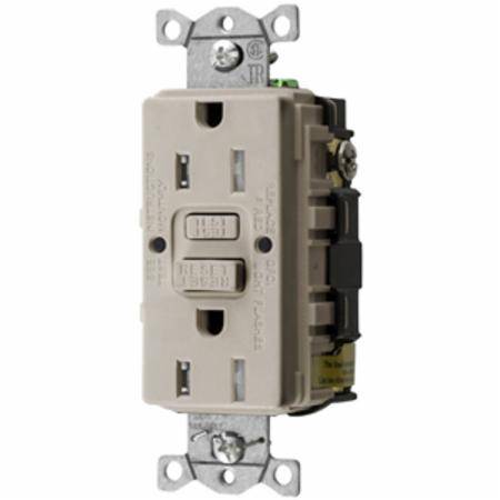 125 VAC 15 A, Hubbell Incorporated GFTRST15LA Autoguard® Self-Test GFCI Receptacle, Light Almond