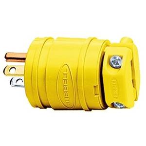 125 VAC 15 A 5-15P, Hubbell Incorporated HBL1447 Elastogrip® Straight Blade Plug, Yellow
