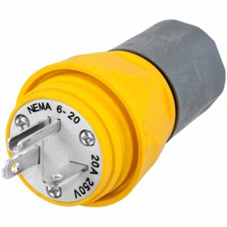 250 VAC 20 A 6-20P, Hubbell Incorporated HBL14W48 Straight Blade Plug, Yellow