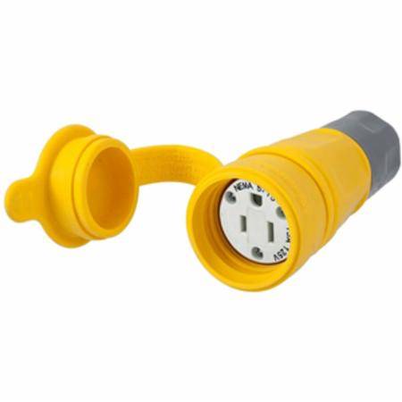 125 VAC 15 A 5-15R, Hubbell Incorporated HBL15W47A Elastogrip® Straight Blade Connector, Yellow