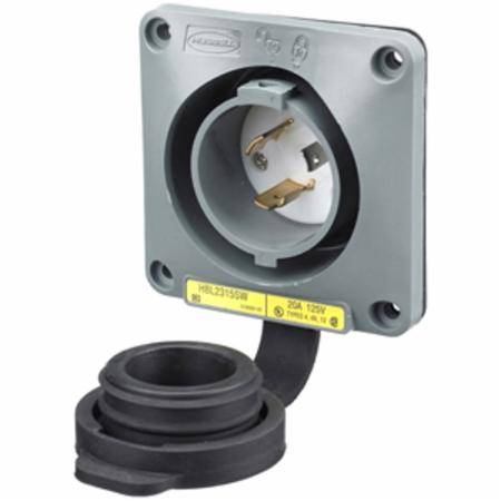 125 VAC 20 A L5-20P, Hubbell Incorporated HBL2315SW Twist-Lock®, Safety-Shroud® Locking Device Flanged Inlet
