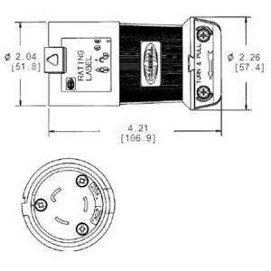 250 VAC 20 A L6-20P, Hubbell Incorporated HBL2321S Twist-Lock®, Safety-Shroud® Locking Device Plug