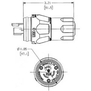 250 V 15 A L6-15P, Hubbell Incorporated HBL24W49 Twist-Lock® Locking Device Plug
