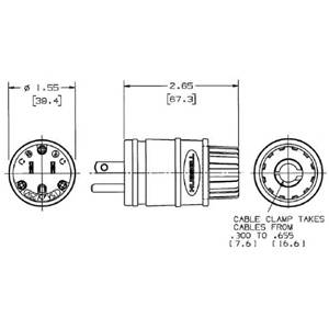 125 VAC 15 A L5-15P, Hubbell Incorporated HBL24W47 Twist-Lock®, Elastogrip® Locking Device Plug