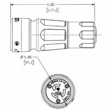 250 V 15 A L6-15R, Hubbell Incorporated HBL25W49 Twist-Lock® Locking Device Connector