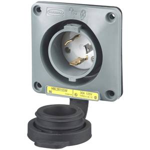 125 VAC 30 A L5-30P, Hubbell Incorporated HBL2615SW Twist-Lock®, Safety-Shroud® Locking Device Flanged Inlet